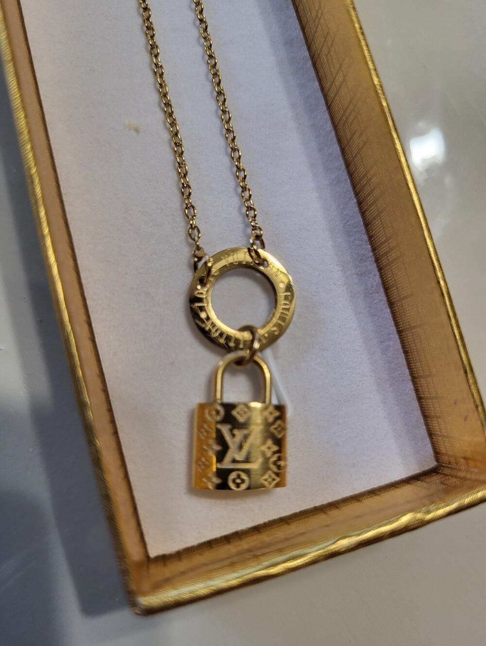 Stainless Steel Padlock Pendant Necklace - Designer Style - Picture 2 of 3